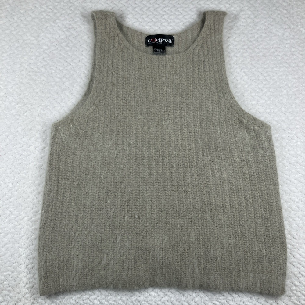Vintage 90's Company Angora Rabbit Hair Blend Sweater‎ Vest Beige Medium